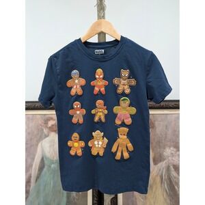 Marvel Gingerbread‎ Men Heroes Graphic T Shirt Navy Blue Size S